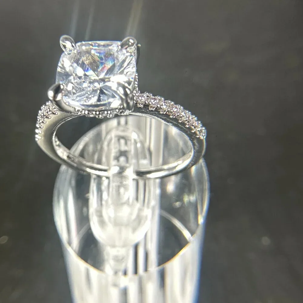 Womens Silver Plated Brass Ring Cubic Zirconia - Picture 7 of 15